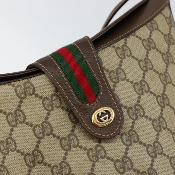 GUCCI GG Supreme Web Sherry Line Bag PVC Leather Beige 40 02 081 Auth BA7253 - Picture 10 of 16